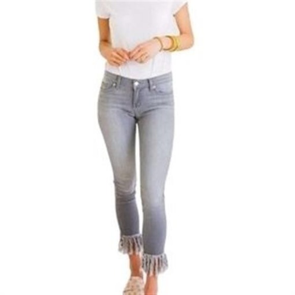 Liverpool Denim - NWT Liverpool 8 29 Fringe Hem Pumice Gray Fray Jeans Crop Straight 128400